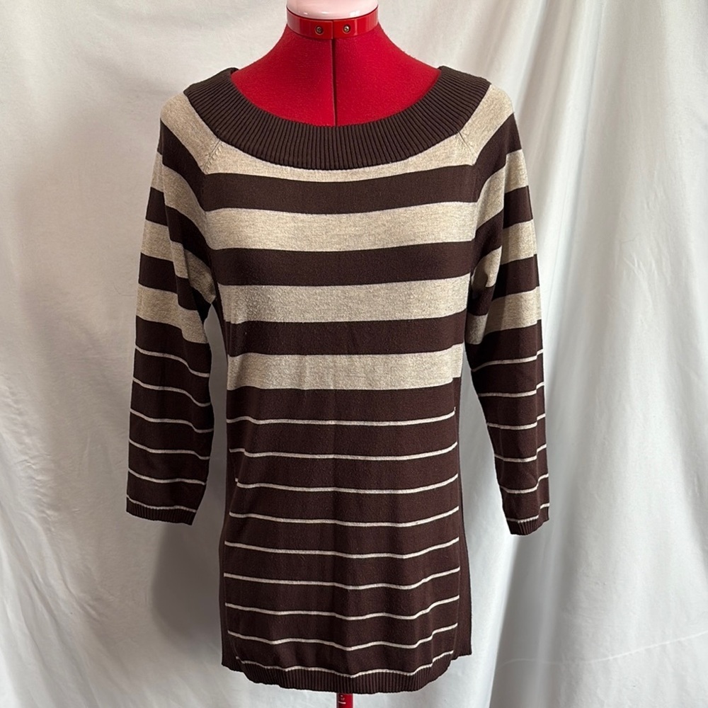 Striped Brown and Cream Women's Sweater LL222